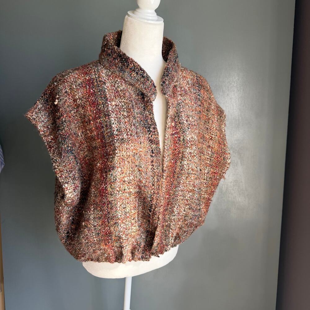 Vintage ELIZABETH JENKINS Taos NM Women's L Brown Hand Knit Cardigan Artist Boho